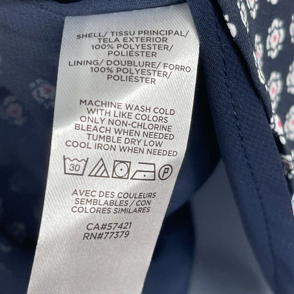 LOFT Foulard Bloom Smocked Trim Printed Flowy V-Neck Blouse Top Shirt Small - Image 10