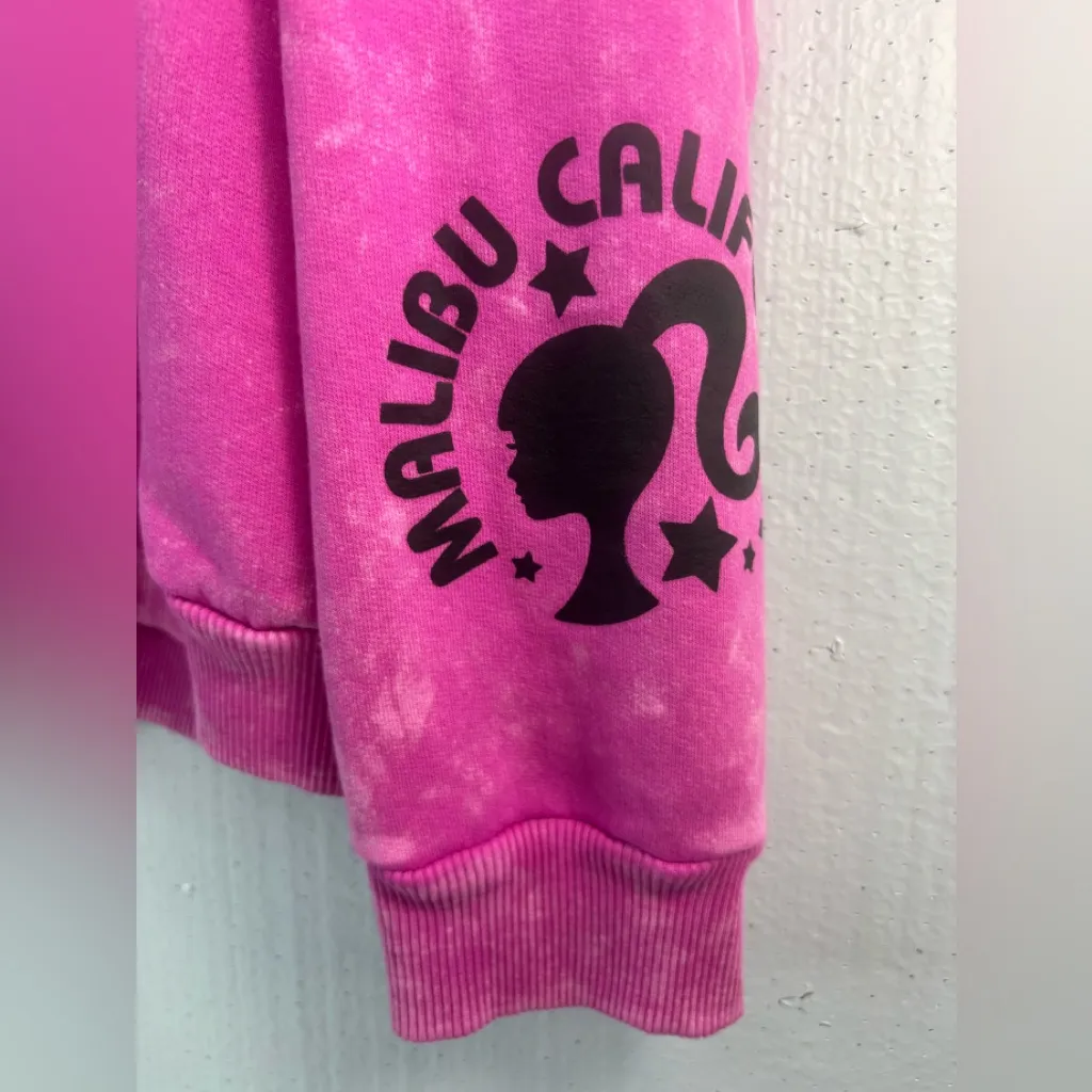 Malibu Barbie XL Pink Sweatshirt with Embroidered Spellout Black Logo - Image 4