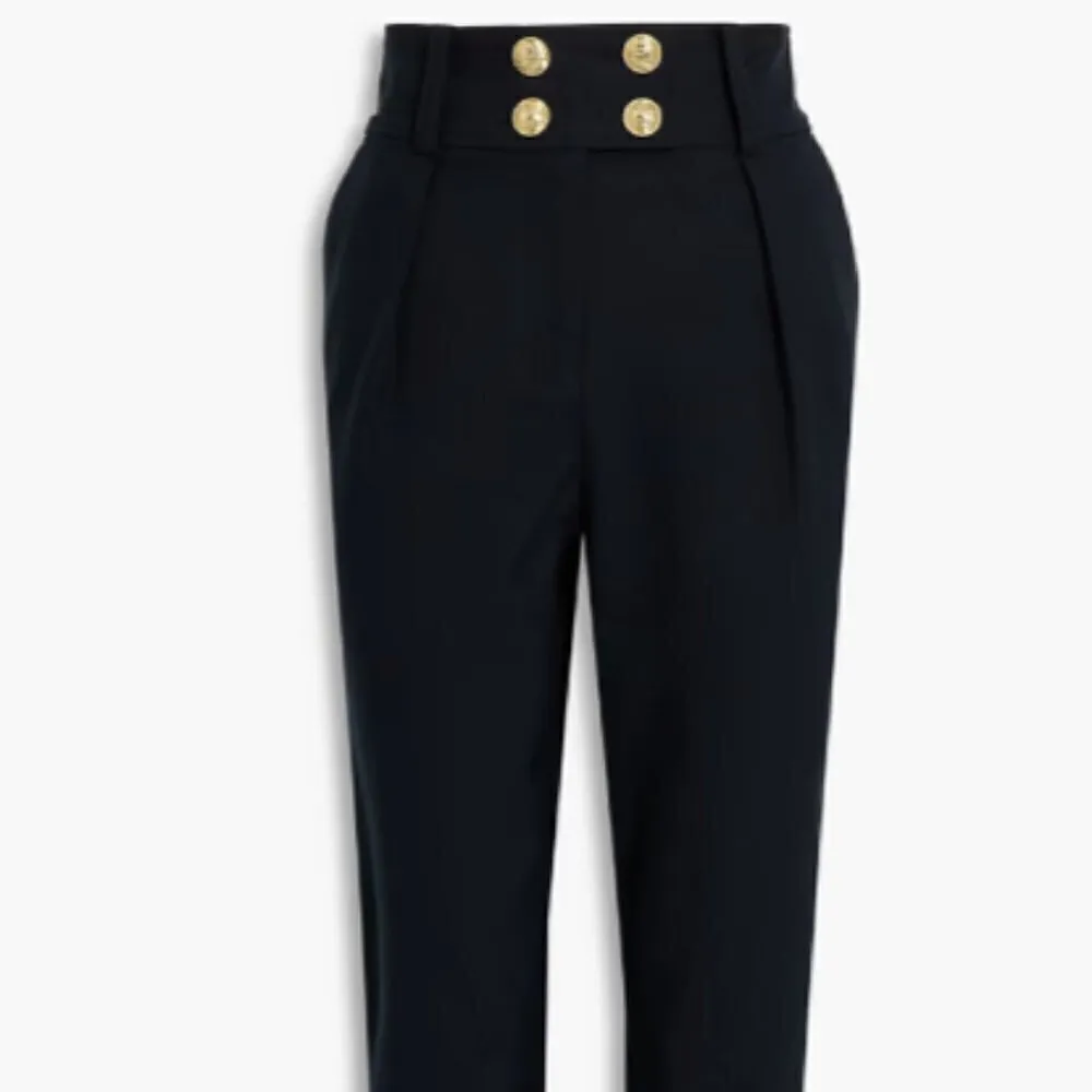 DEREK LAM 10 CROSBY Cropped button-detailed cotton-blend tapered pants in Blue - Image 3