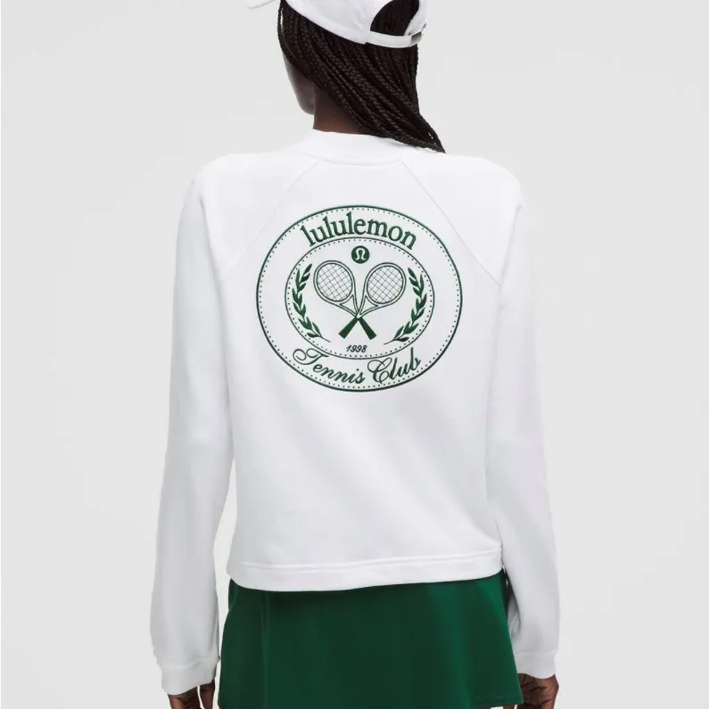 Lululemon Cotton French Terry Crewneck Pullover Tennis Club XL White Alouette - Image 2