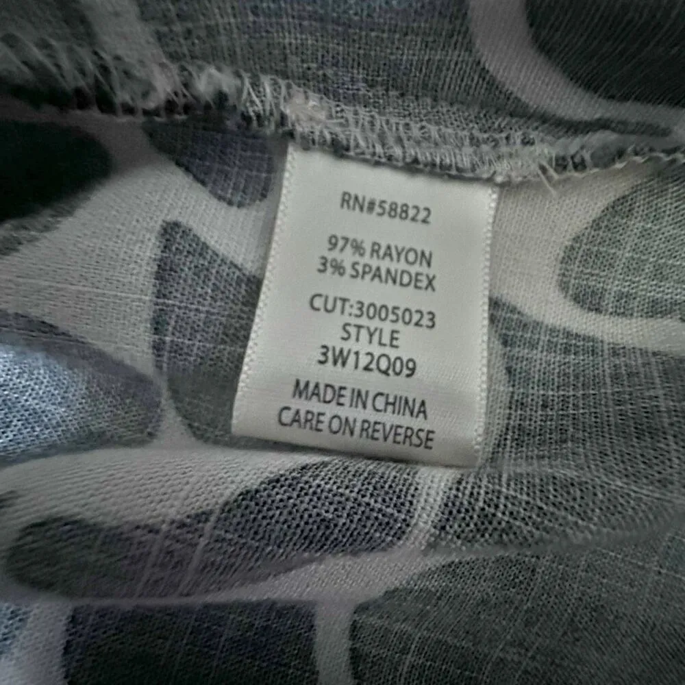 MAX STUDIO | Pull-On Wide Leg Pants Cream Ivory Black Foliage Print | Size 2X - Image 7