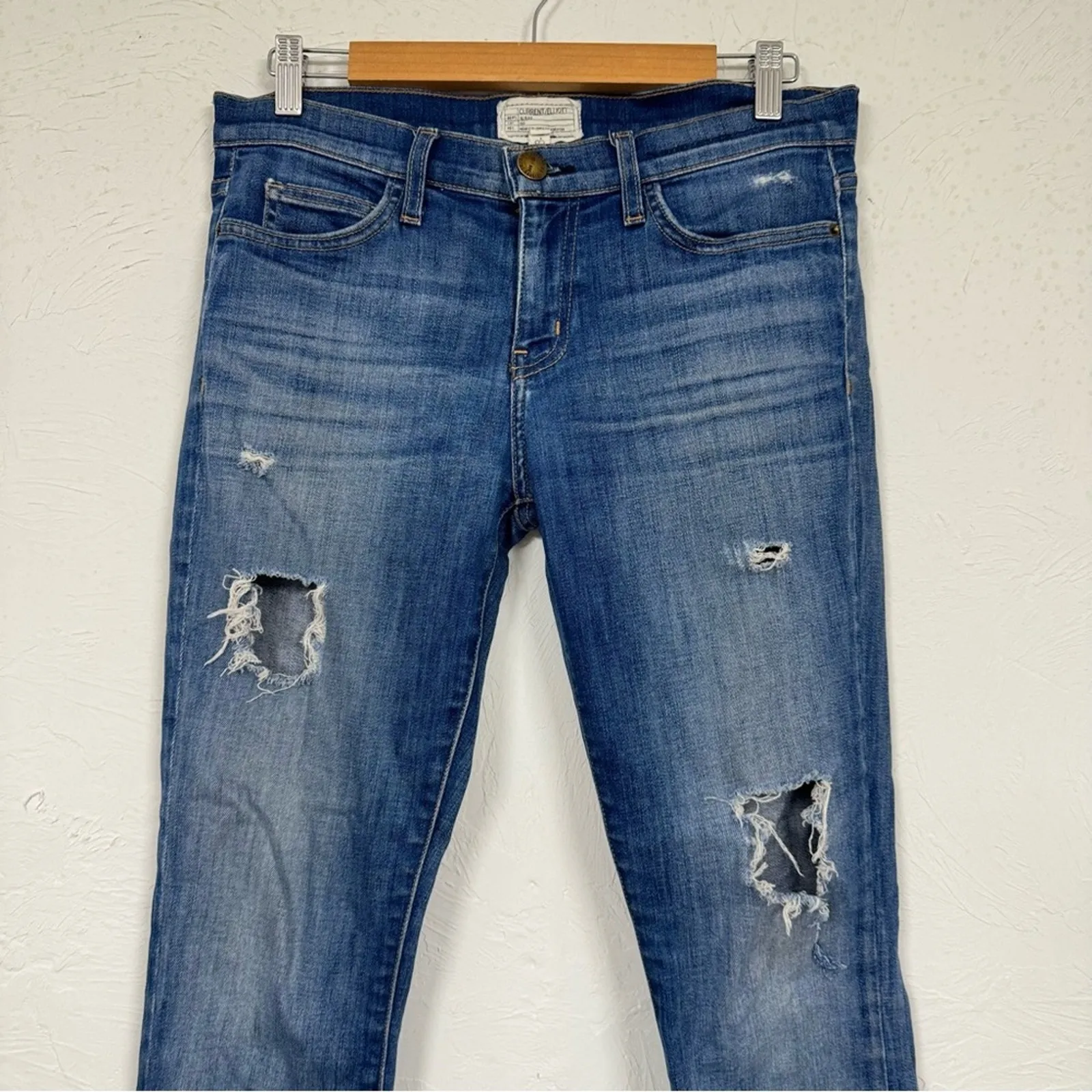 Current Elliott Anthropologie Distressed The Stiletto Low Rise Skinny Jeans 28 - Image 2