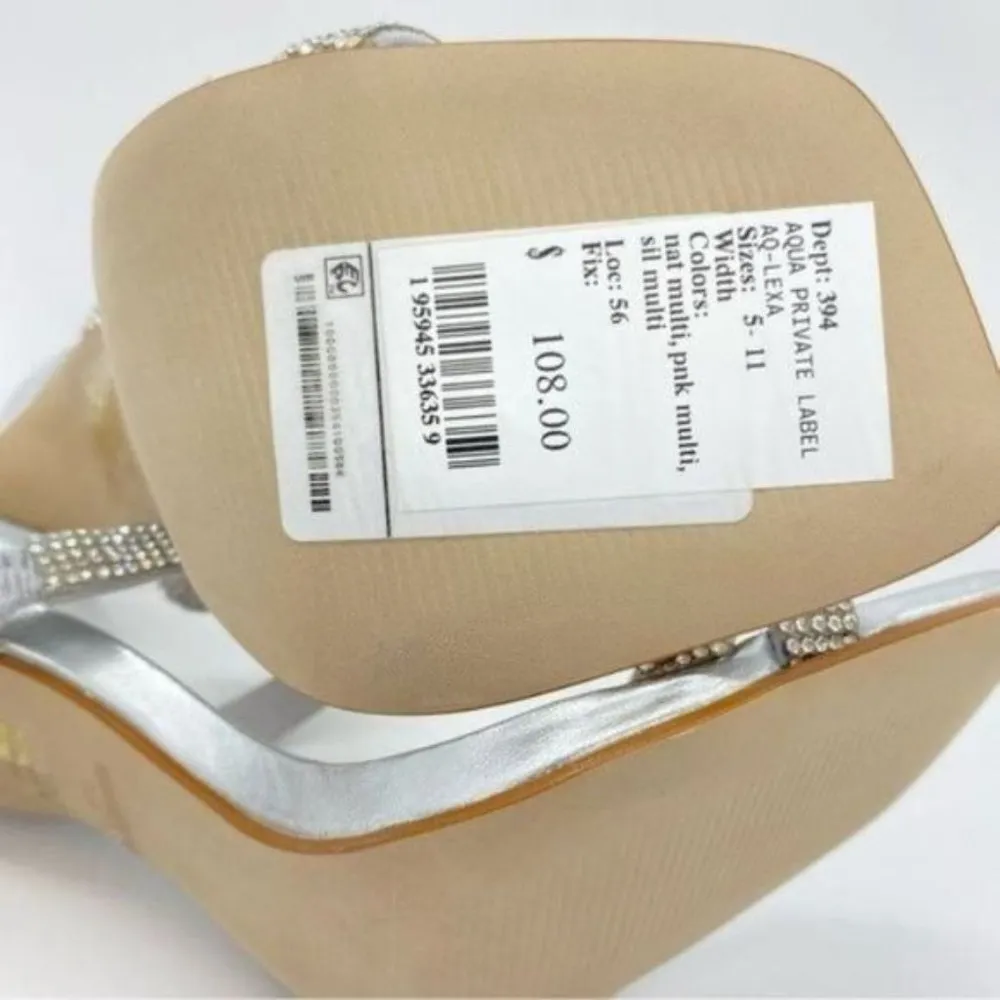 Aqua Aq Lexa Rhinestone Metallic Slip On Heels New - Image 15