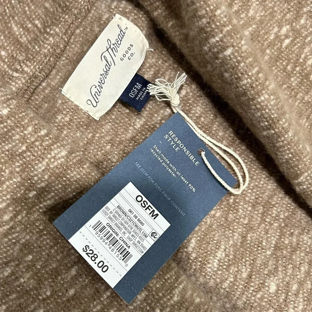 NWT Universal Thread Oversized Open-Front Cardigan Sweater Shrug Tan Size OSFM - Image 2