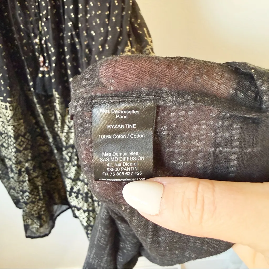 Mes Demoiselles Paris Byzantine Pleated Long Skirt Sz FR40 / US 8 Black - Image 5