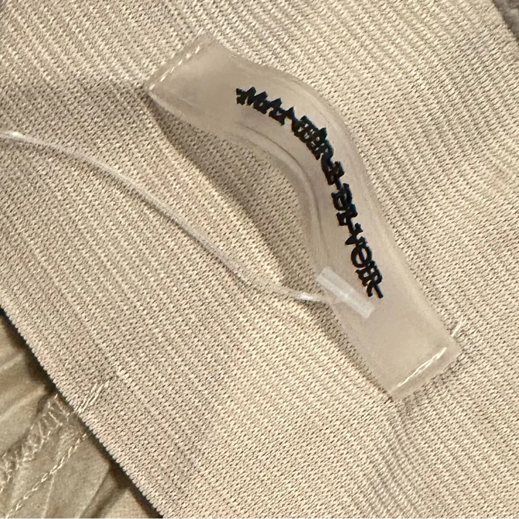 Maniere De Voir high rise waist pleated faux leather wide leg pants cream size 8 - Image 8