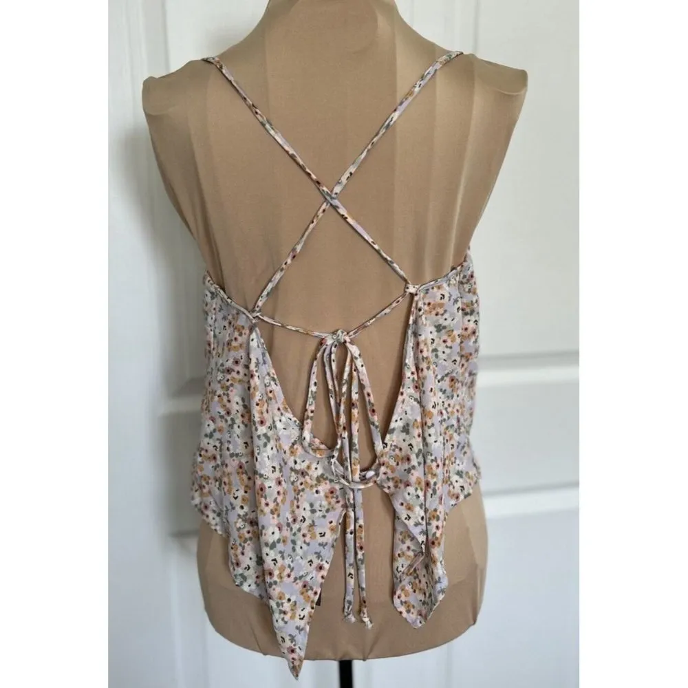 Le Lis Collection Women's Drape Front Halter Top Lilac OrangeFloral Print Size L - Image 3