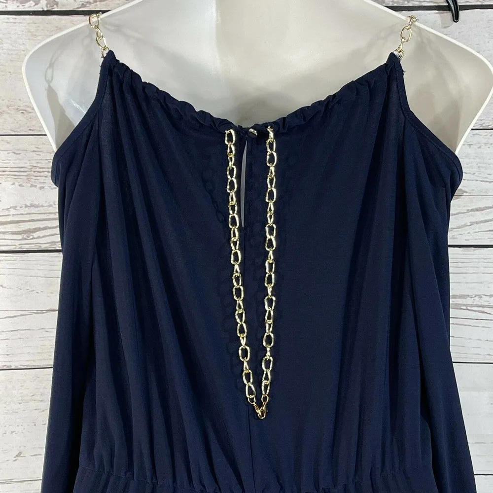 NY Collection Petite Large PL Jumpsuit Chain Accent 3/4 Sleeve Stretch Pockets - Image 5