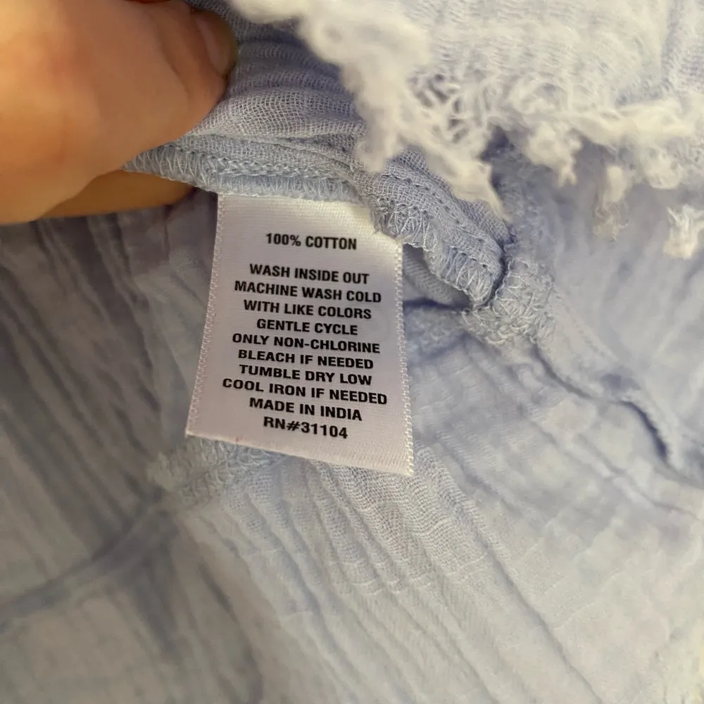 True Craft Light Blue Long Sleeve 100% Cotton Blouse Size Medium - Image 5