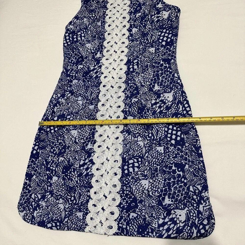 Lilly Pulitzer For Target Blue Fish Patterned Sheath Dress Sz 6 - Image 6