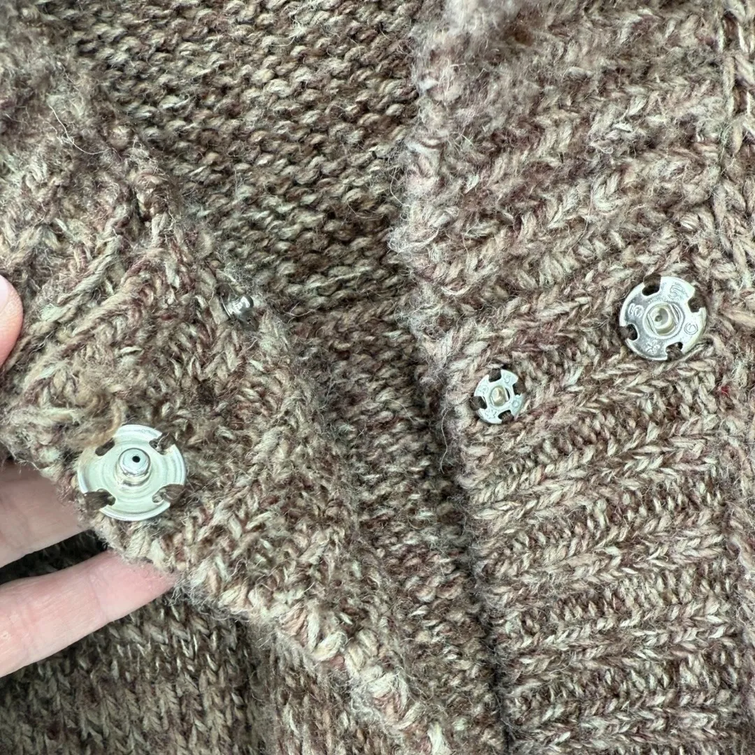 PANDEMONIUM Brown Wool Blend Shawl Collar Button Front Cardigan Sweater Sz Small - Image 9