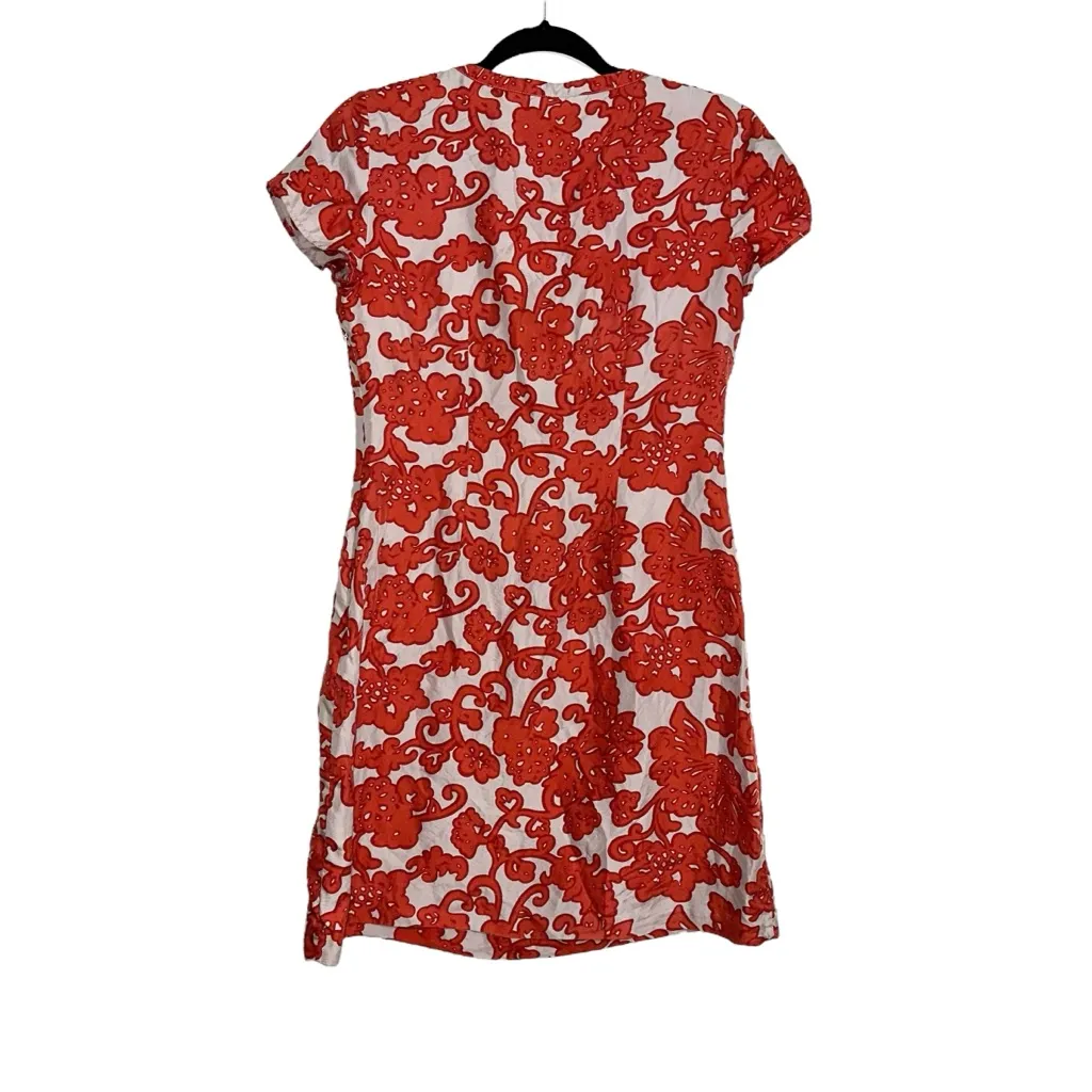 Boden Silk Printed Short Sleeve Mini Dress US 4 Red - Image 3