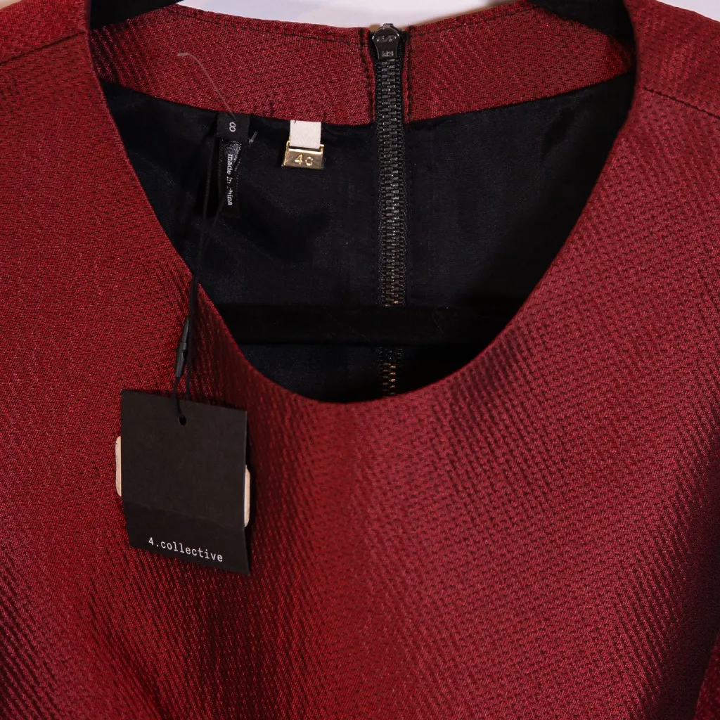 NEW 4.Collective Lulu Jacquard Textured Scoop Neck Sleeveless Blouse Top Red 8 - Image 2