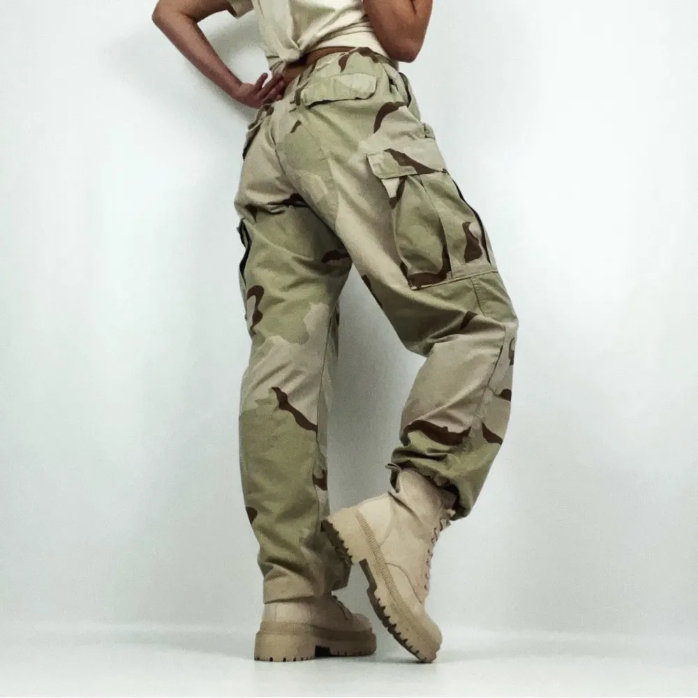 Y2K Women’s Cargo Combat Trousers in Desert Camo Medium Regular Green - Image 7