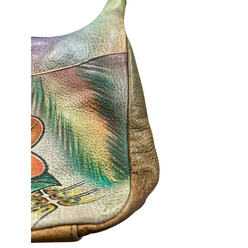 Anuschka Womens Brown Leather floral print shoulder handbag SKU 8714 - Image 4