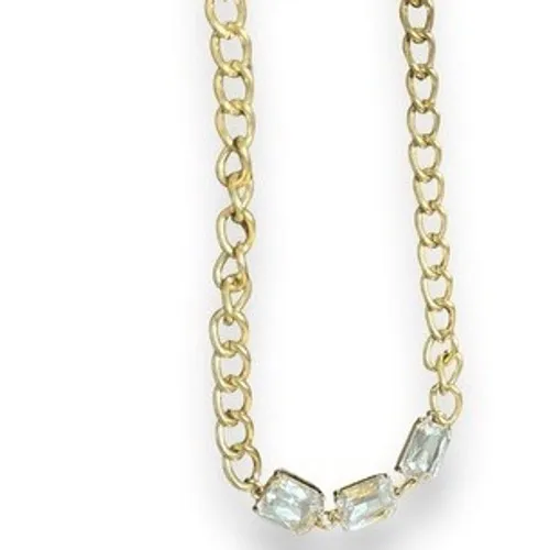 Y2K Vintage‎ Womens Chunky Gold Tone Rhinestone Chain Matinee Necklace 90s - Image 4