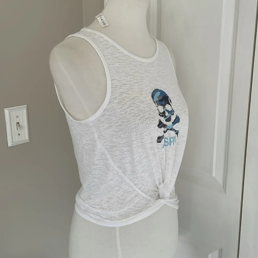Lululemon Cute Worn / Used White  x Soulcycle Aspen Tied Tank Top - Image 2