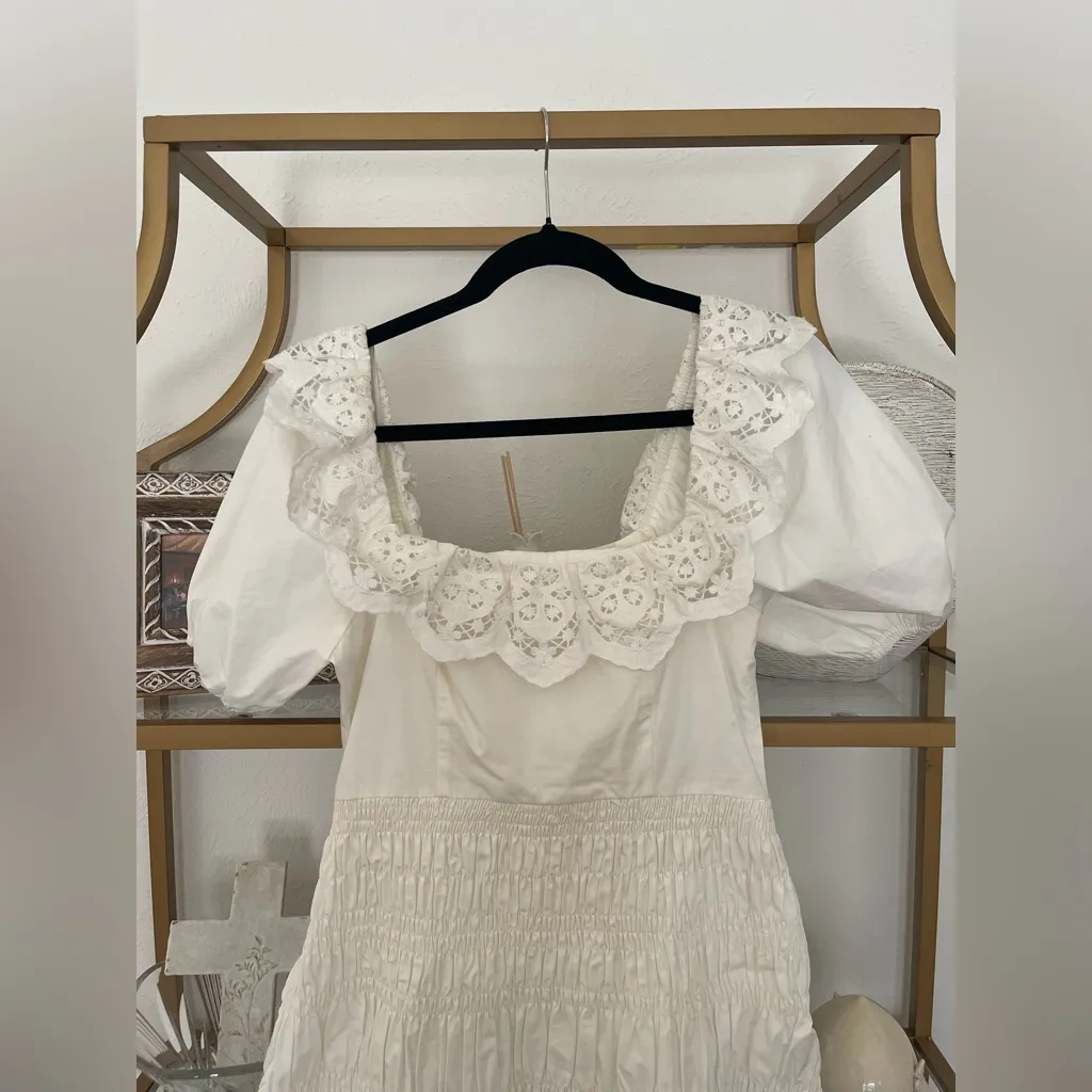 ASTR the Label Patina Lace Mini Dress size Small White Lace Trim Dress - Image 4