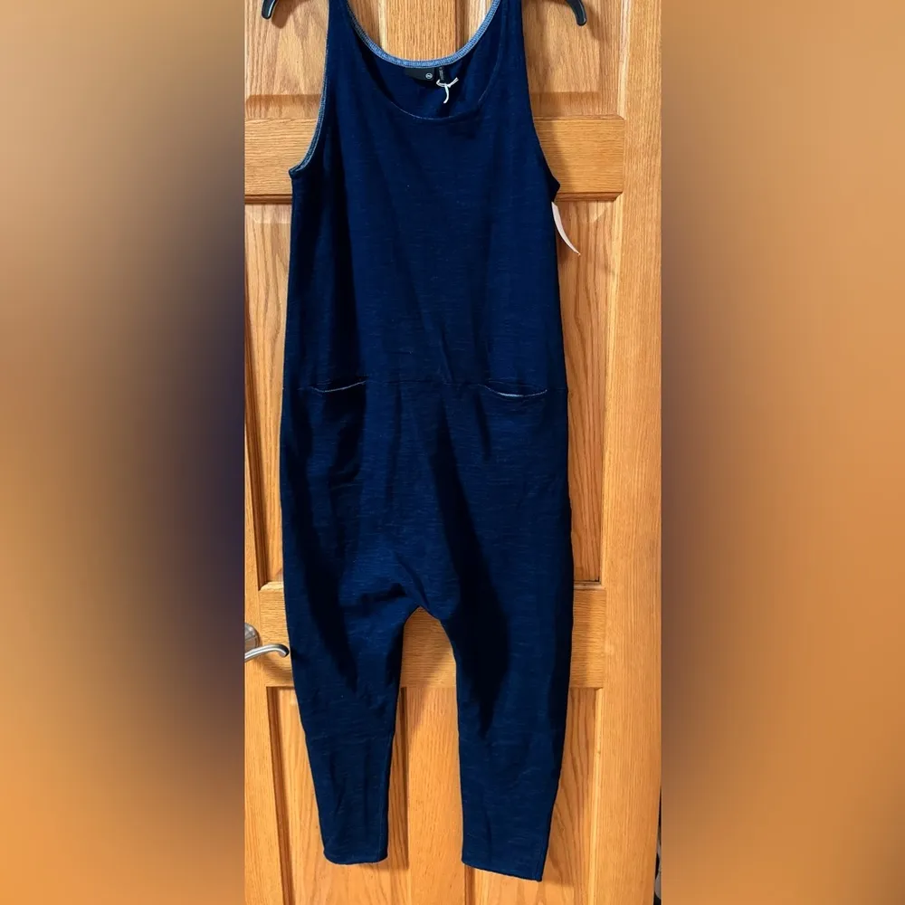 AG Jeans Abyl Sleeveless Crop Cotton Jumpsuit in Blue XS - Image 3