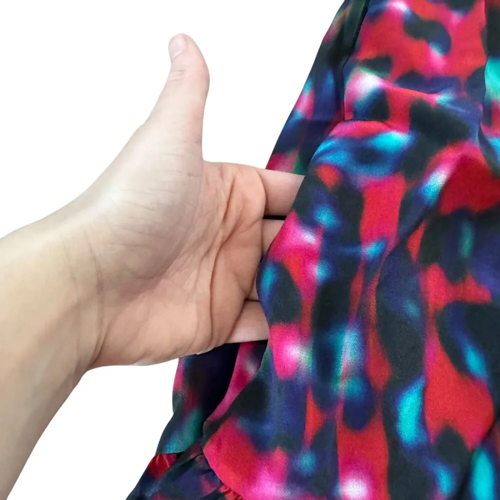 Saloni Silk Printed Ruffle Hem Mini Dress Pink Size 2 - Image 6