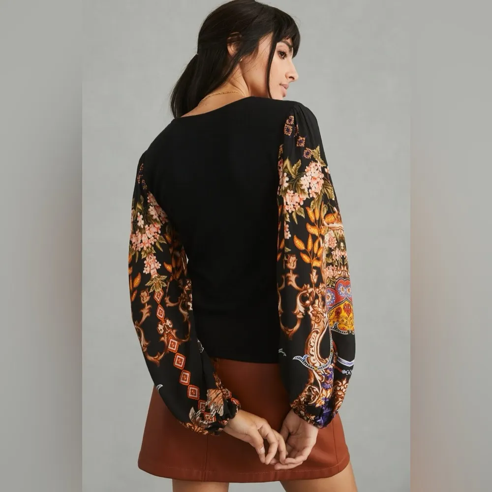 Anthropologie Blank London Bl-nk Bl^nk Printed-Sleeve Sweater Top - Image 4