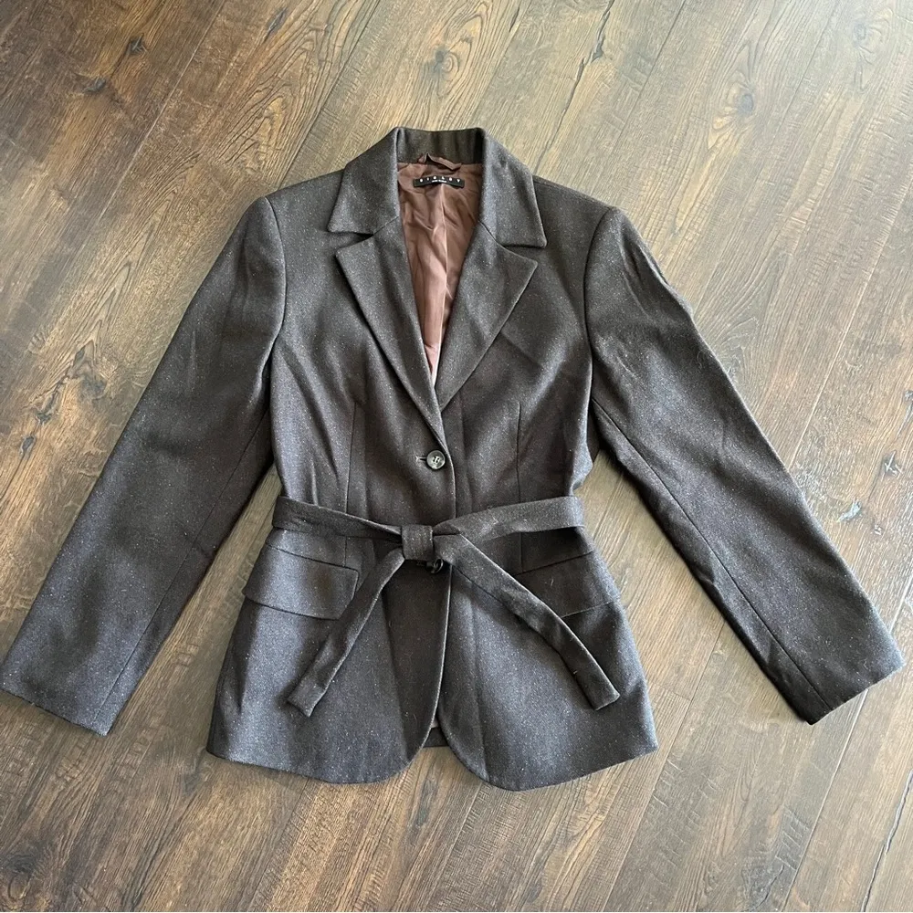 SISLEY brown tweed belted blazer Size XS - Image 9