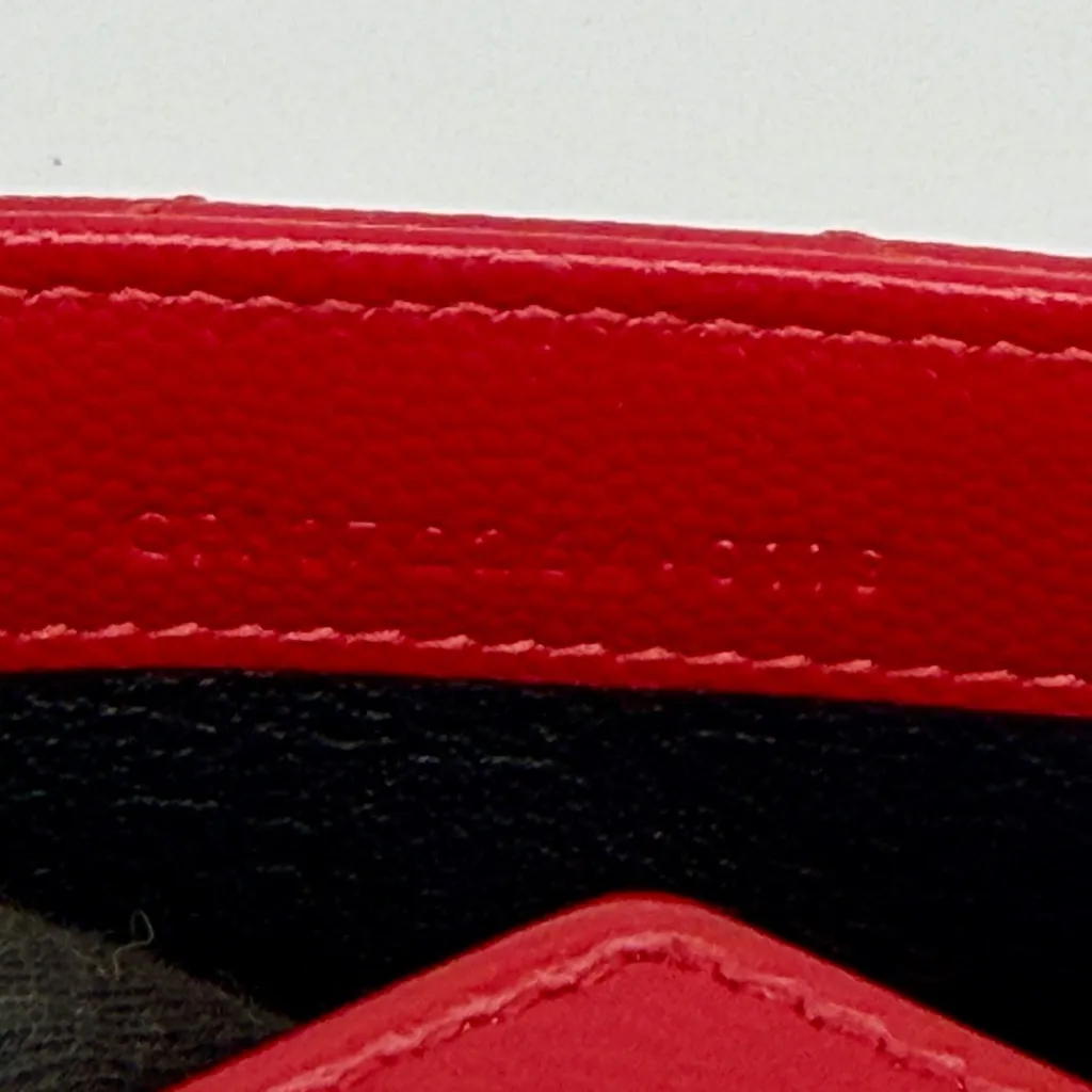 Yves Saint Laurent YSL Monogram Chevron Leather Clutch Crossbody Wallet with Chain Red - Image 5