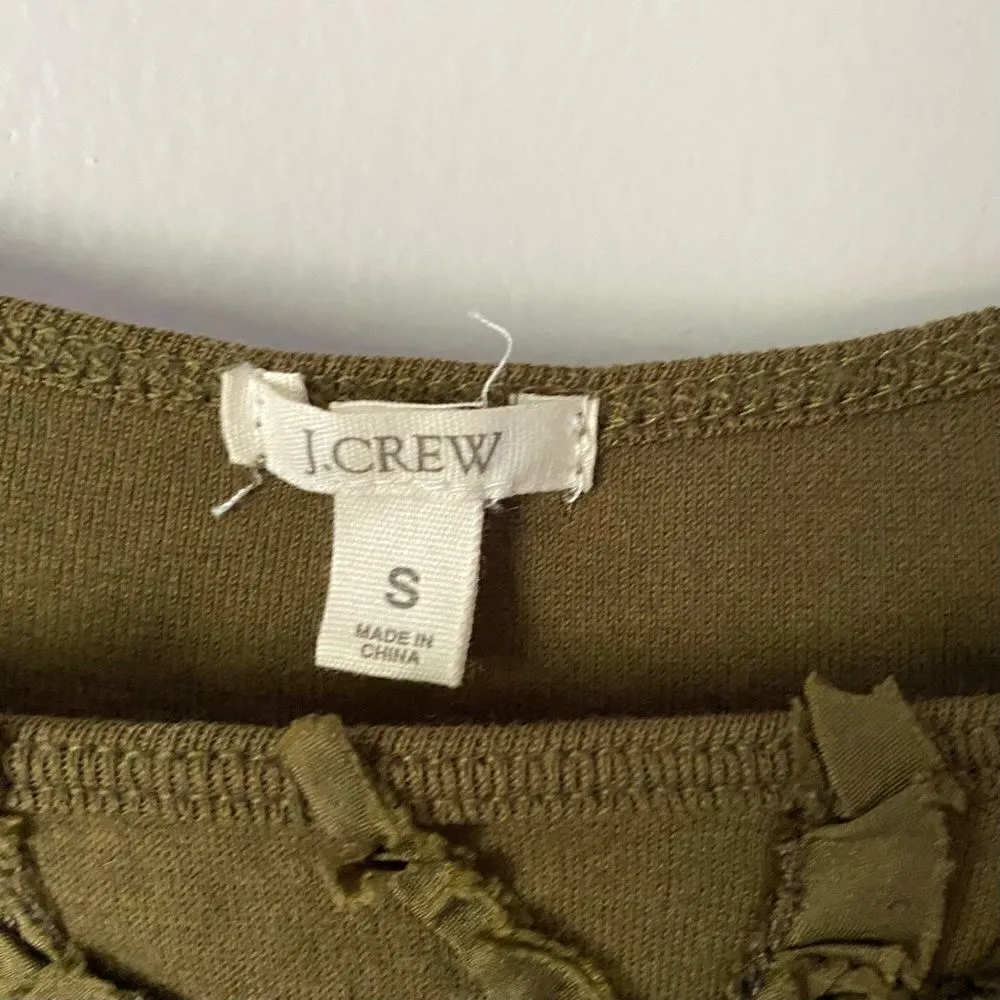 J.Crew ribbed tank silk ruffled neck line small - Image 3