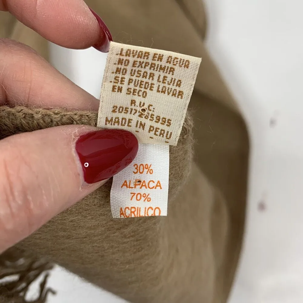 Alpaca Camargo Alpaca Blend Scarf Fringed Hem Wrap Soft & Cozy Beige One Size - Image 7