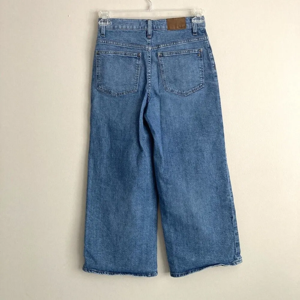 Wide Leg Crop Jeans Denim Light Wash Blue Womens Size 26 Pockets - Image 5