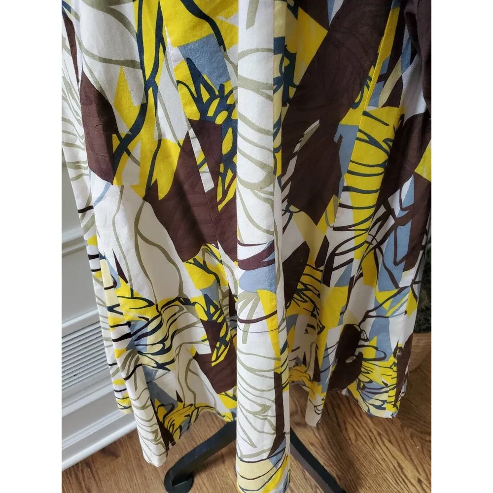 Feline Multicolor Cotton Collared Short Sleeve Knee Length Wrap Dress Size M - Image 4