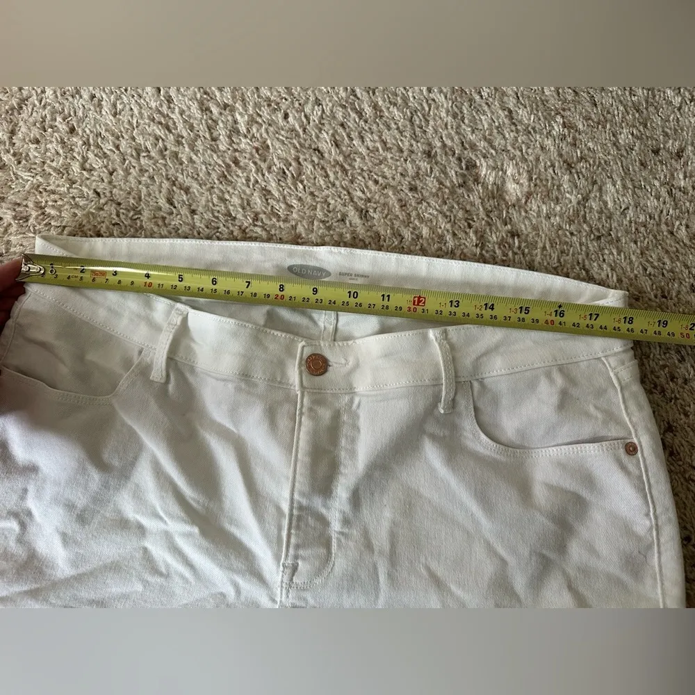 Old Navy Women Jeans 16 White Cotton Blend High Rise Super Skinny Slim Fit Denim - Image 2