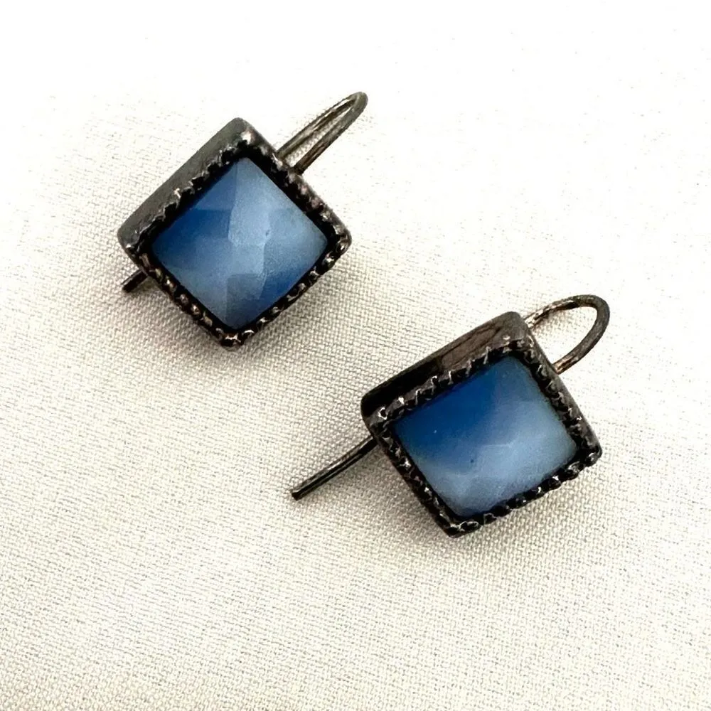 Kenneth Cole  blue and silver tone square earrings - Image 3
