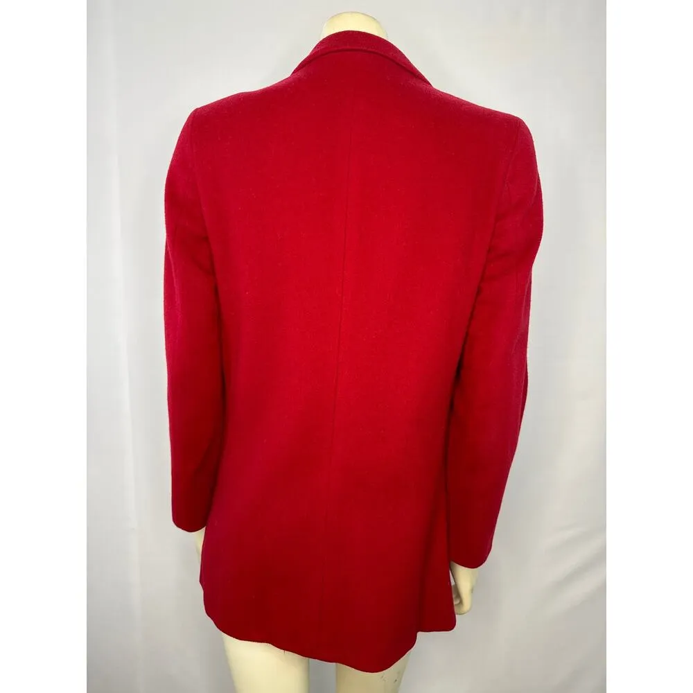 VTG L.L. Bean Blazer Red Wool/ cashmere USA Made One Button Boxy Academia size 6 - Image 5