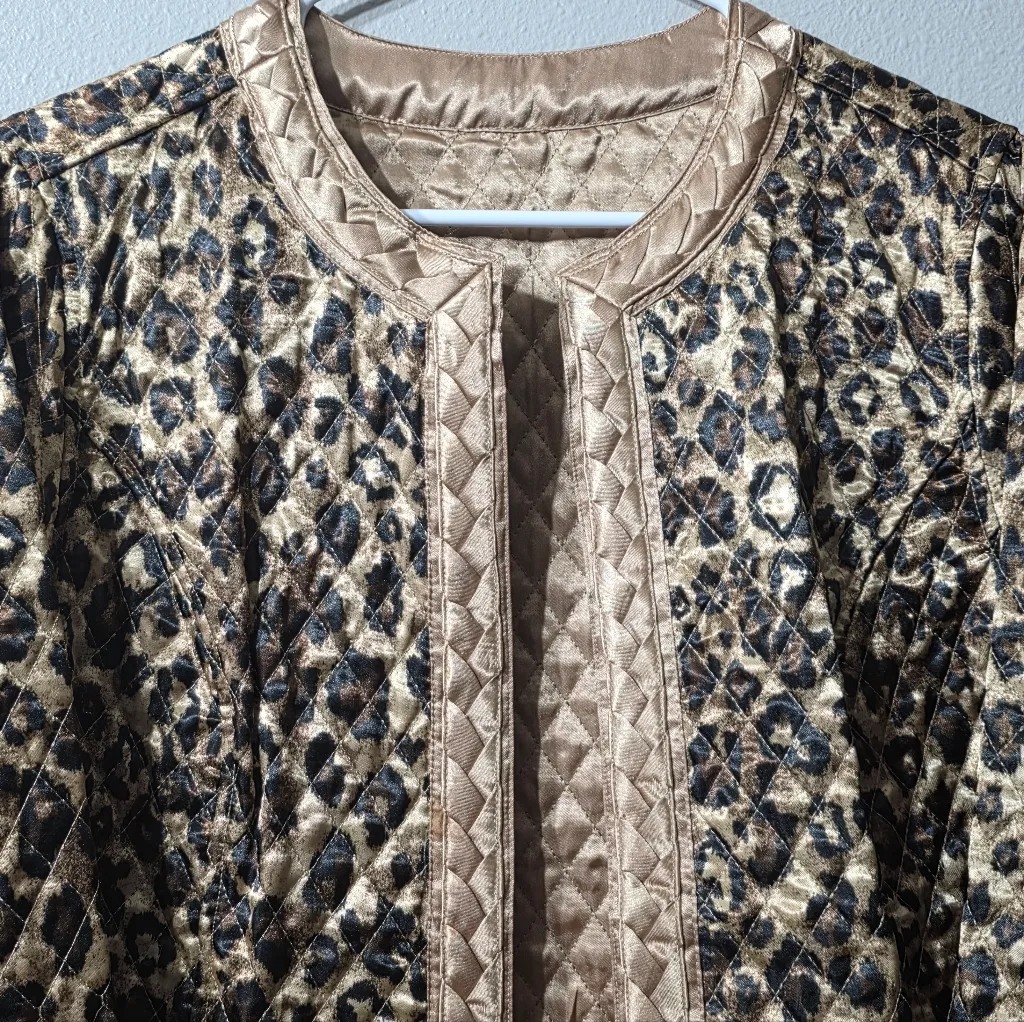 Leopard Print Reversible Quilted Women's Jacket Gold Braiding - Image 2