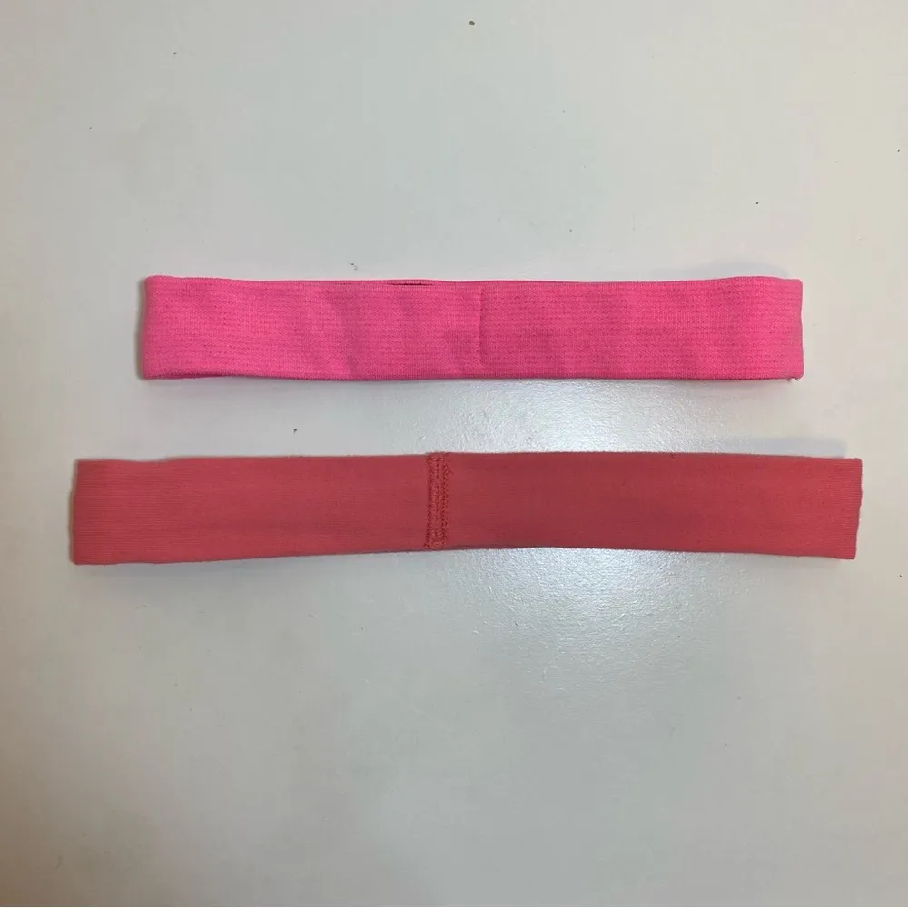 | Bundle of Two Narrow Activewear Headbands Plain Pink Tone - Image 2