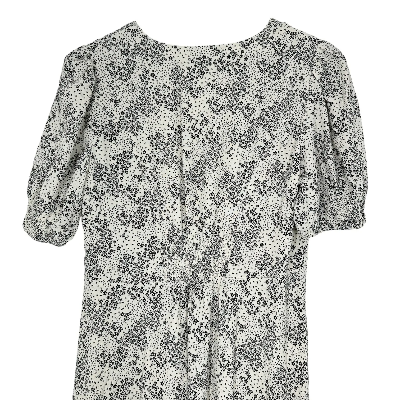 Madewell Floral Print V Neck Puff Sleeve Maxi Dress Size 6 Cream Black NWT - Image 5