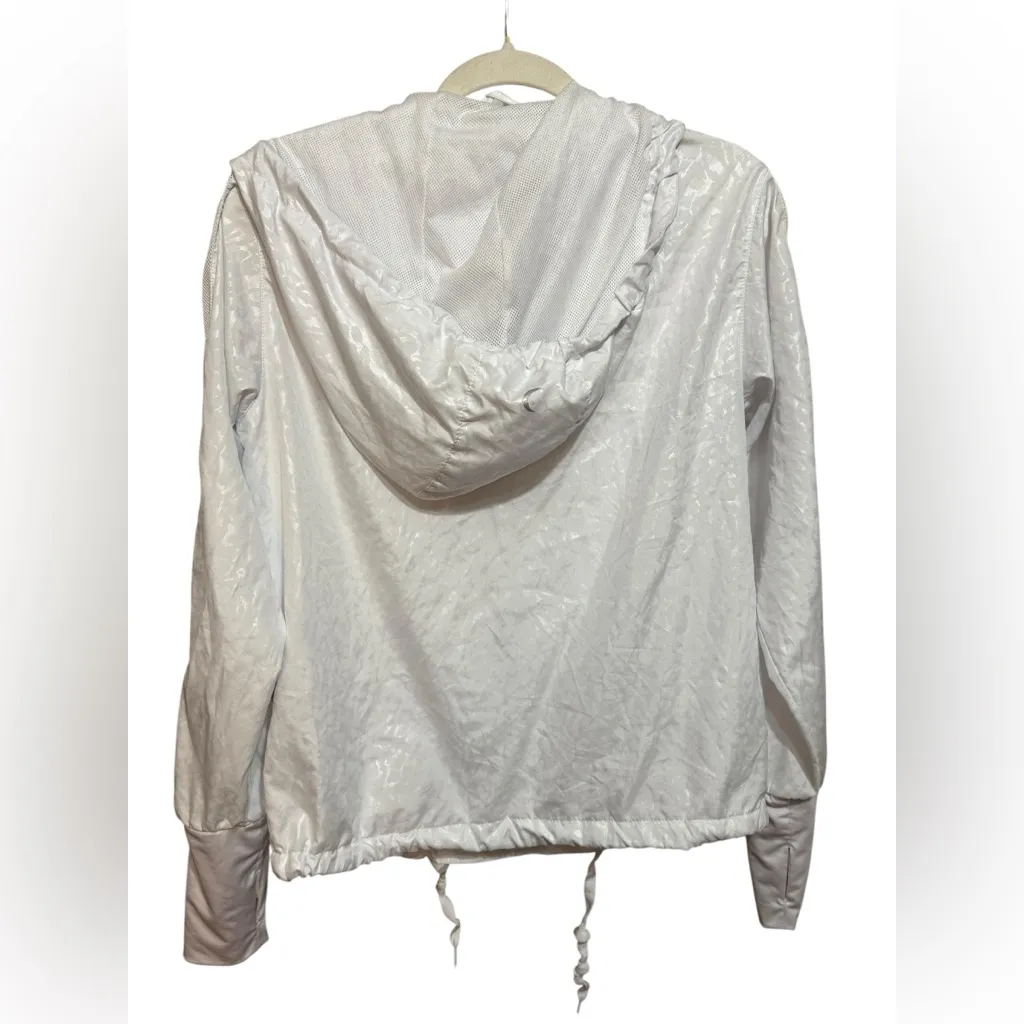 Zyia Leopard Animal Print Full Zip Windbreaker Bomber Jacket in White Size Small - Image 2