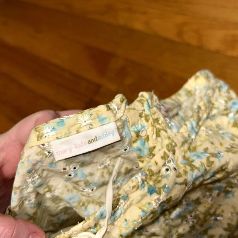 Mary Kate and Ashley Vintage Paisley Floral Skirt Size Yellow Blue Eyelet Y2k - Image 2