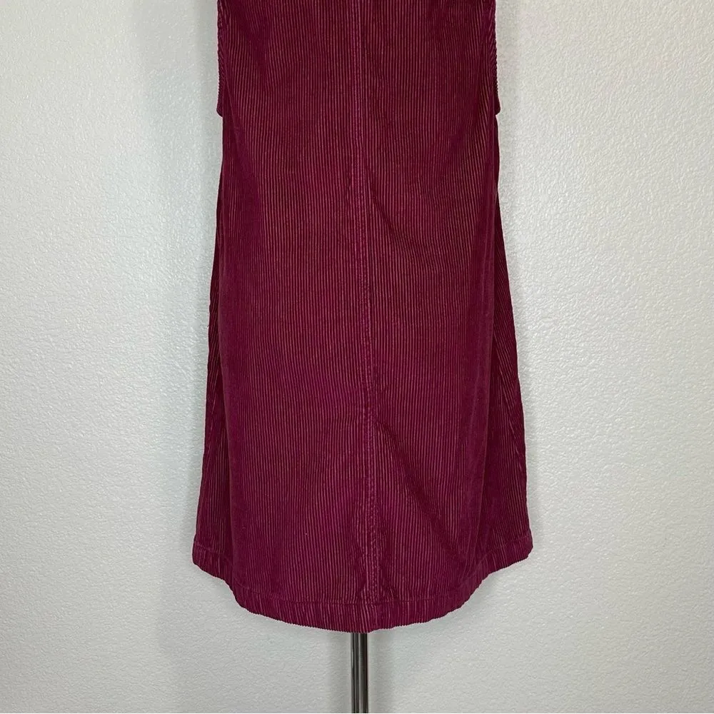Blue J. 100% Cotton Corduroy Burgundy Button Down Sleeveless Dress Size M - Image 9