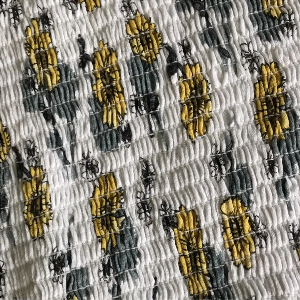 GOLDIE LEWINTER ELASTIC SMOCK FLOUNCE FLUTTER SHORT SLEEVE PRAIRIE SLUB TOP XS - Image 4