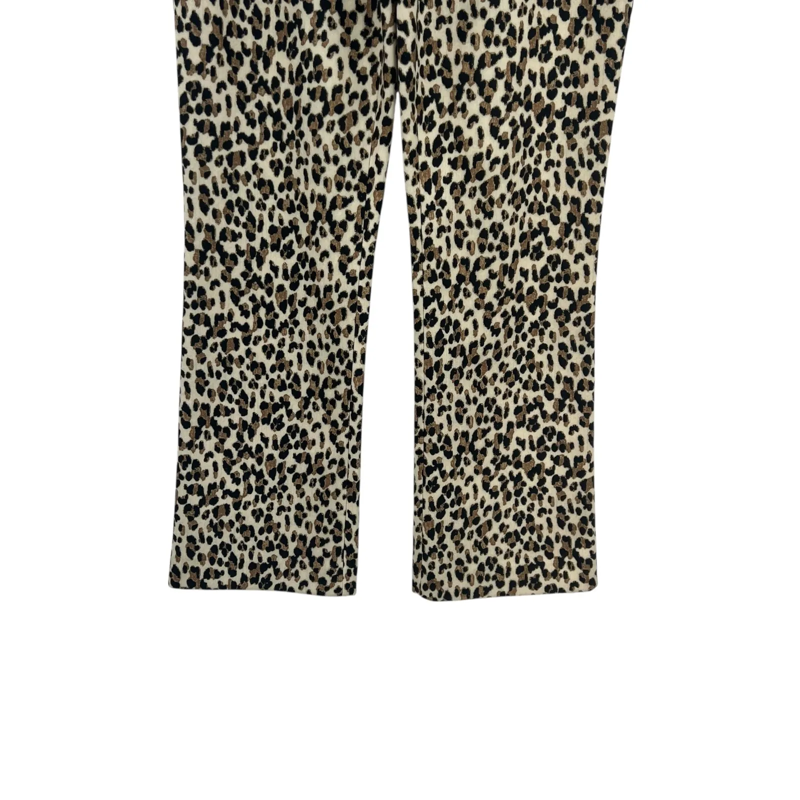 Tuckernuck Leopard Ashford Pants Cropped Kick Hem Cream Brown Tan Size Small - Image 5