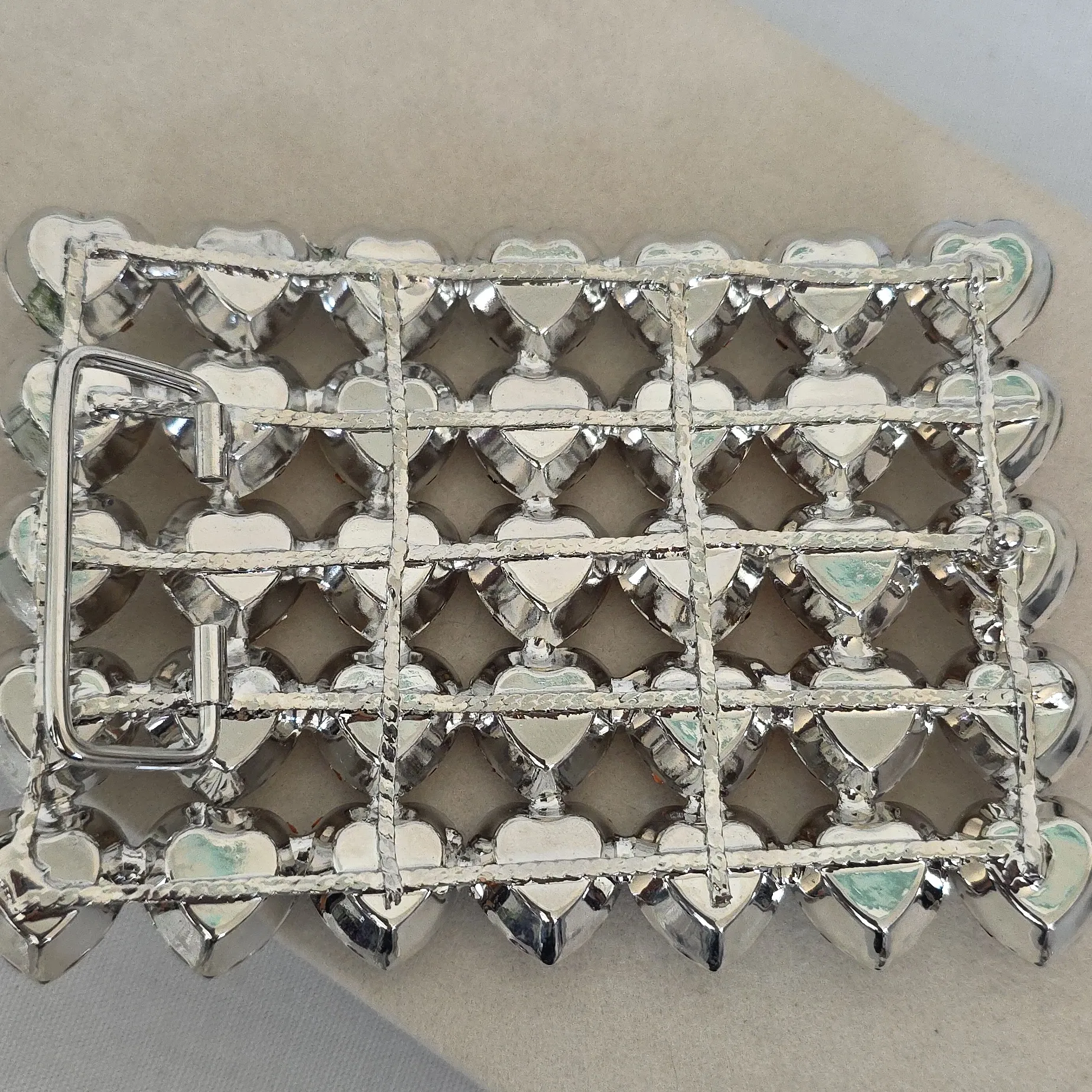 Statement Large Clear And Citrine Acrylic Heart Belt Buckle - Image 2