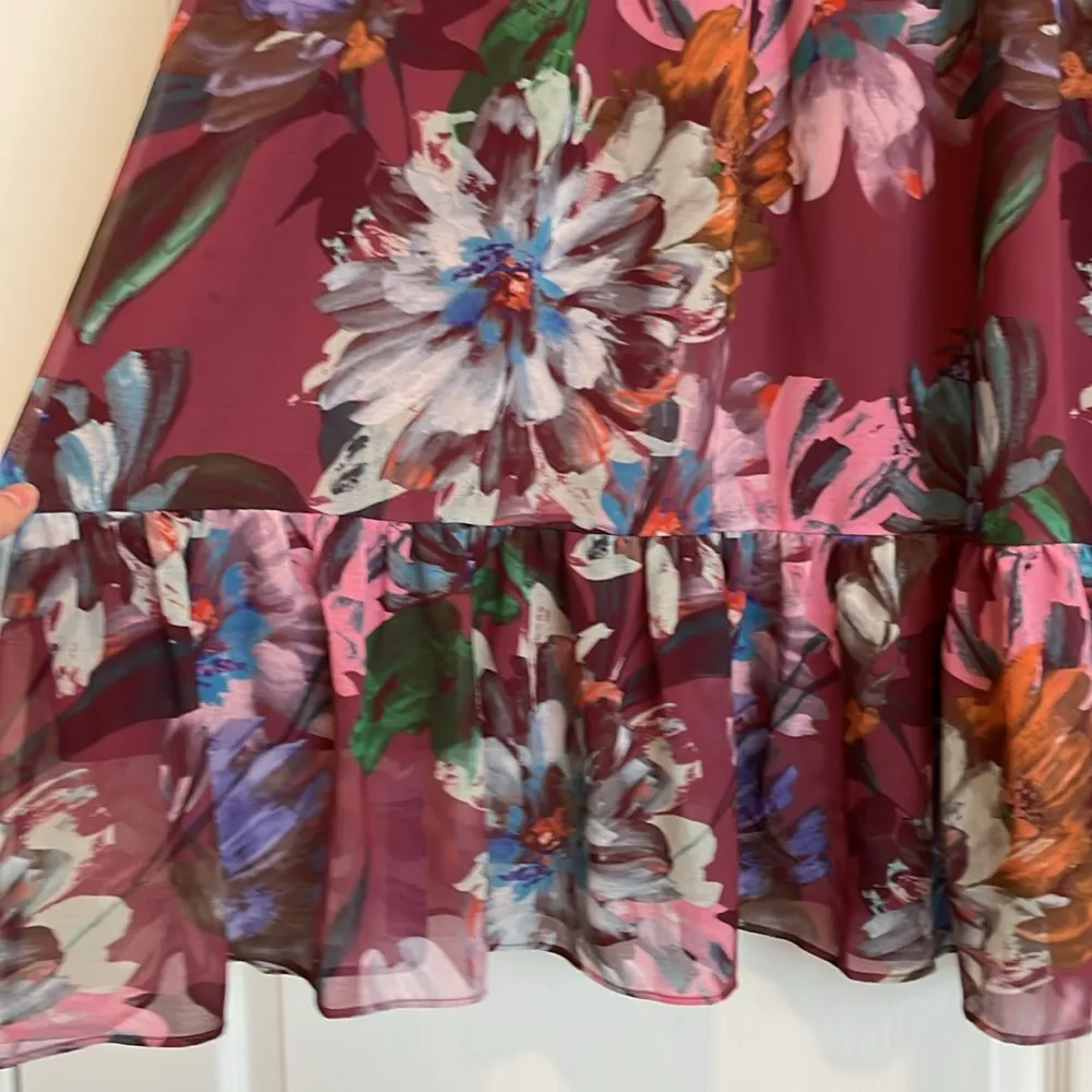 Soft Surroundings Fiore Rosa Floral Maxi Dress Ruffle Sleeve XL petite - Image 3