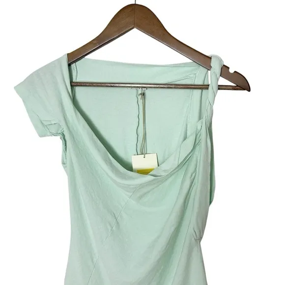 NOAM Julep Green‎ Bodysuit Asymmetrical Cowl Neck Braided Strap Small NWT Green - Image 6