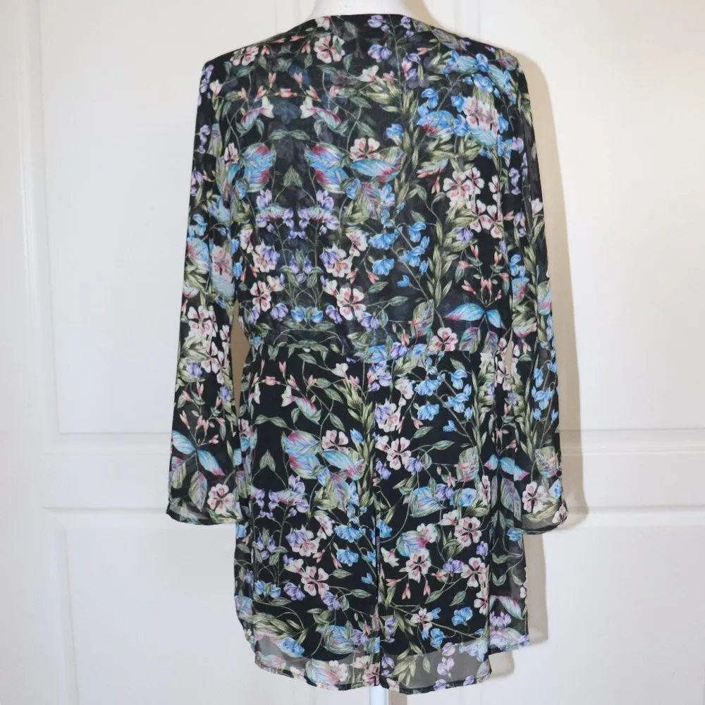 Show Me Your Mumu Black Floral Long Sleeve Romper - Image 3