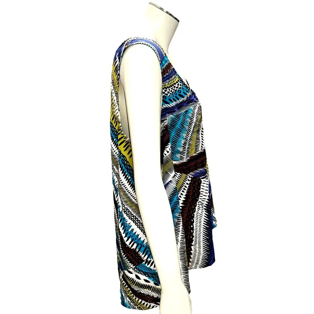 90 Degree Reflex Abstract Print Sleeveless Tank Top Size Large Polyester Blue - Image 3