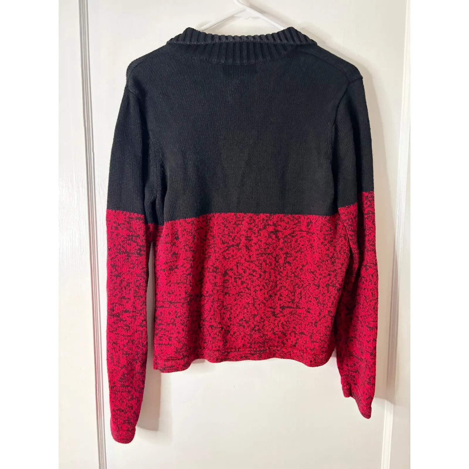 Mandal Bay Women's Holiday Santa Sweater Black Red 1/4 Zip Size Small Festive - Image 4