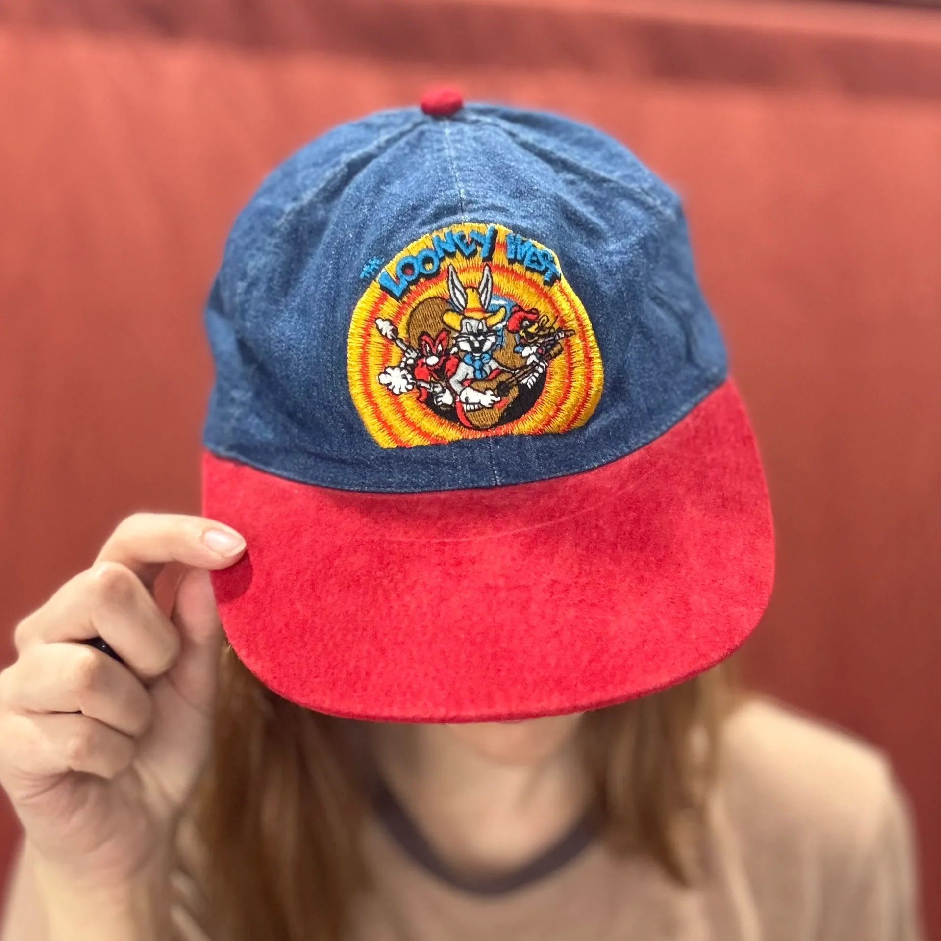 Vintage 90s  West Denim Suede Hat - Image 2