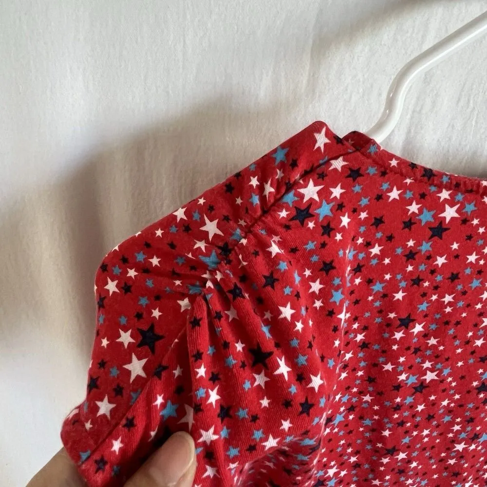 Lands’ End Dress Red White Blue Patriotic Stars Sleeveless Faux Wrap Size L Size L - Image 7